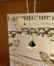 Bulgari neue Farbe Schwarz Agat Fan Halskette-3584  