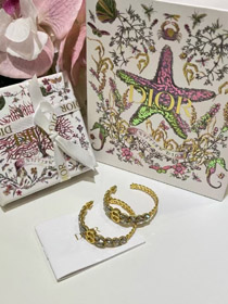 Dior Gold Pferd Auge Kristall Weizen Ohrkette Reifen Ohrringe-3703  