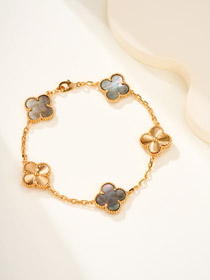 Van Cleef & Arpels Grau Perlmutt Blume Armband-3755  