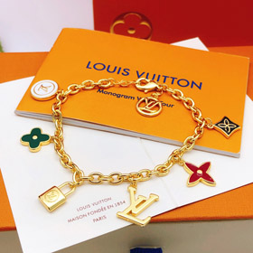 Louis Vuitton LV Buchstabe Blume Schloss Stein Farbe Tropfen Öl Armband-3874  