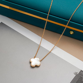 Van Cleef & Arpels Weiße Perlmutt Schwarz Agat Einzel- und Doppelseitige Blumenkette-3883  