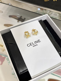 Celine Perle Gold Triumphbogen Ohrringe-3897  