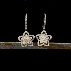 Graff Diamant Blumen Weißes Gold Ohrringe-4068  