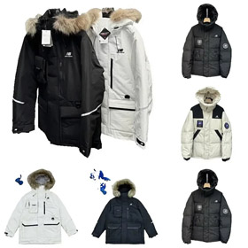 New Balance gestickte Sport Reißverschluss Kapuze mittlere Länge Arbeitskleidung Daunenjacke-4264  