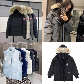 Canada Goose Carson Serie rotes Etikett Kapuze feste Farbe Reißverschluss Mantel Daunenjacke-4288  