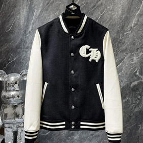 CHINISM CH Kontrast Nähen Leder Stickerei Baseball Jacke Jacke-4374  